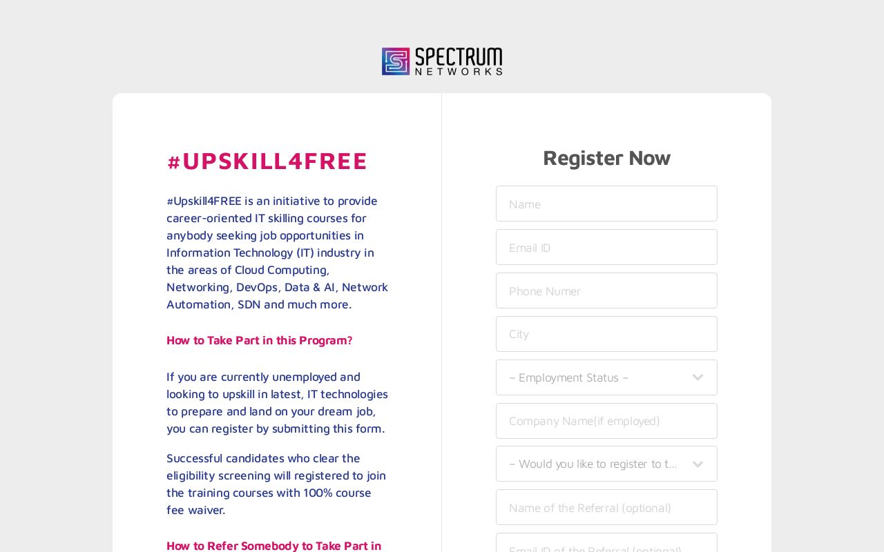 FREE IT Training for Job Seekers - Spectrum Networks